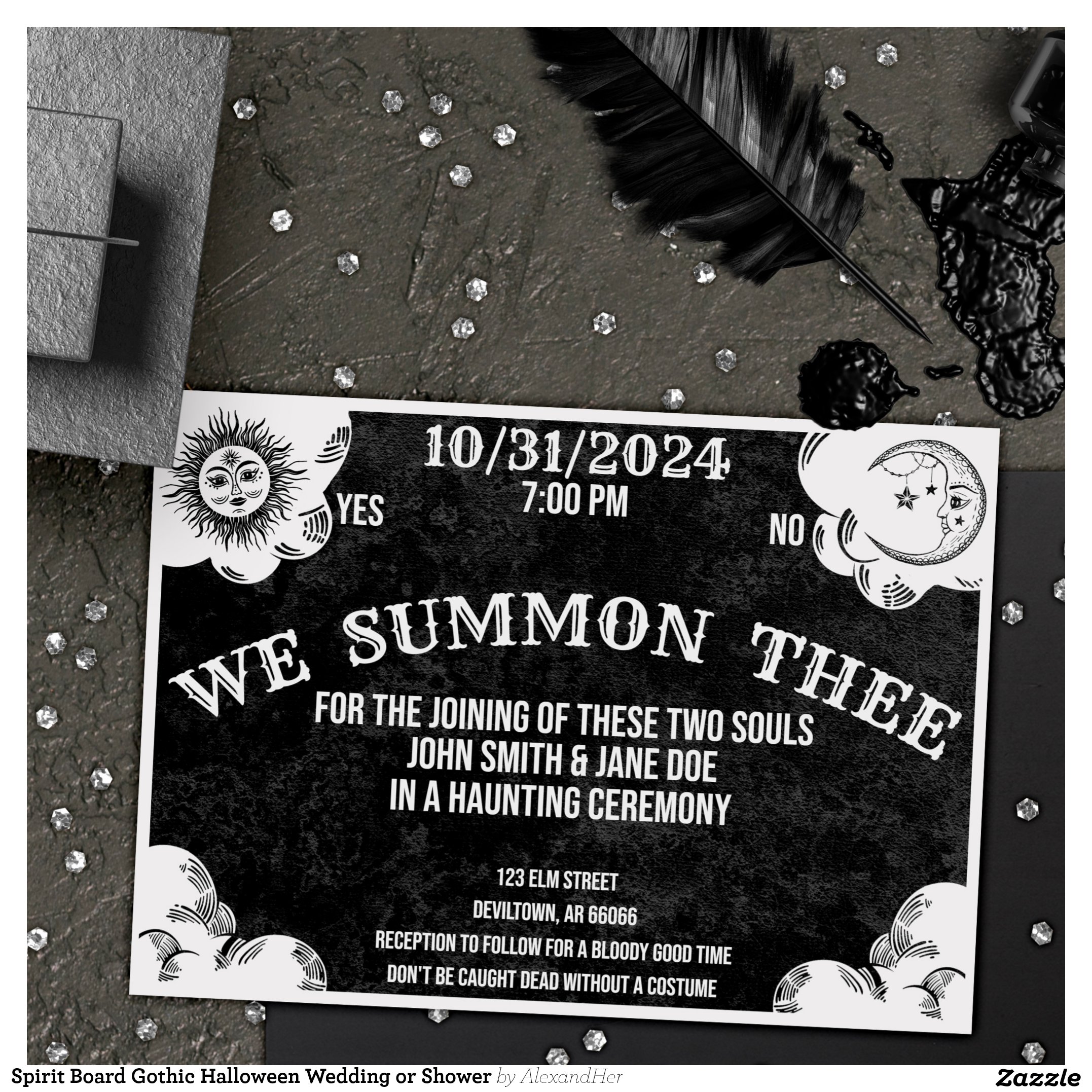Spirit Board Gothic Halloween Wedding or Shower Invitation