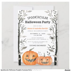 Spooktacular Halloween Pumpkin Costumes Party Invitation