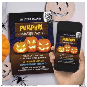 Spooktacular Pumpkin Carving Halloween Party Invitation
