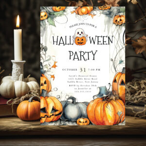 Spooky Jack O'Lantern Halloween Invitation