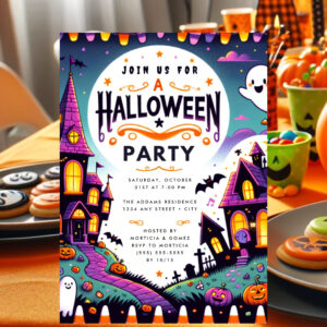 Spooky Pumpkin Ghost Halloween Invitation