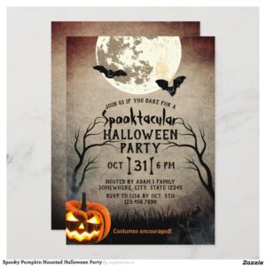 Spooky Pumpkin Haunted Halloween Party Invitation