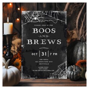 Spooky Spiderweb Vintage Halloween Party Invite