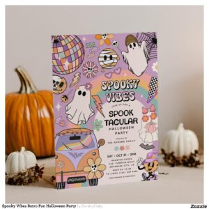 Spooky Vibes Retro Fun Halloween Party Invitation