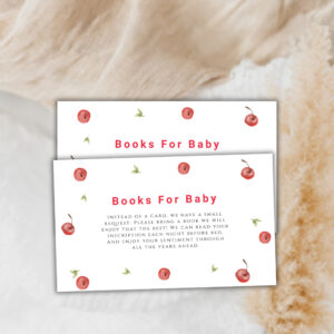 Spring Modern Cherry Sweet Books For Baby Shower Enclosure Card