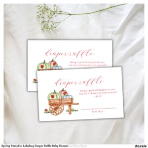 Spring Pumpkin Labybug Diaper Raffle Baby Shower Enclosure Card