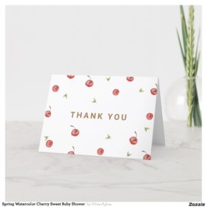 Spring Watercolor Cherry Sweet Baby Shower Thank You Card