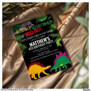 Stomp, Chomp & Roar Dinosaur Birthday Invitation