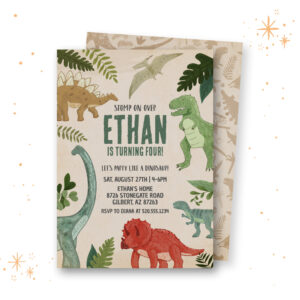 Stomp On Over Dinosaur Birthday Invitation