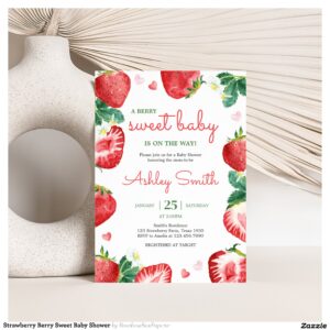 Strawberry Berry Sweet Baby Shower Invitation