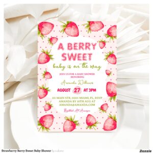 Strawberry Berry Sweet Baby Shower Invitation