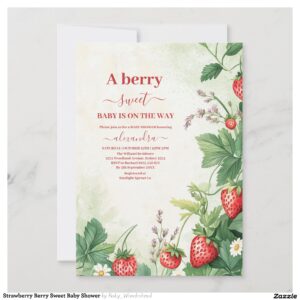 Strawberry Berry Sweet Baby Shower Invitation