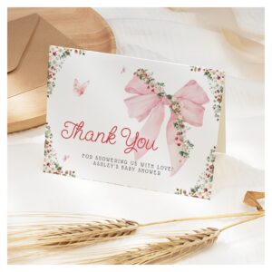 Strawberry Berry Sweet Bow Baby Shower Thank You