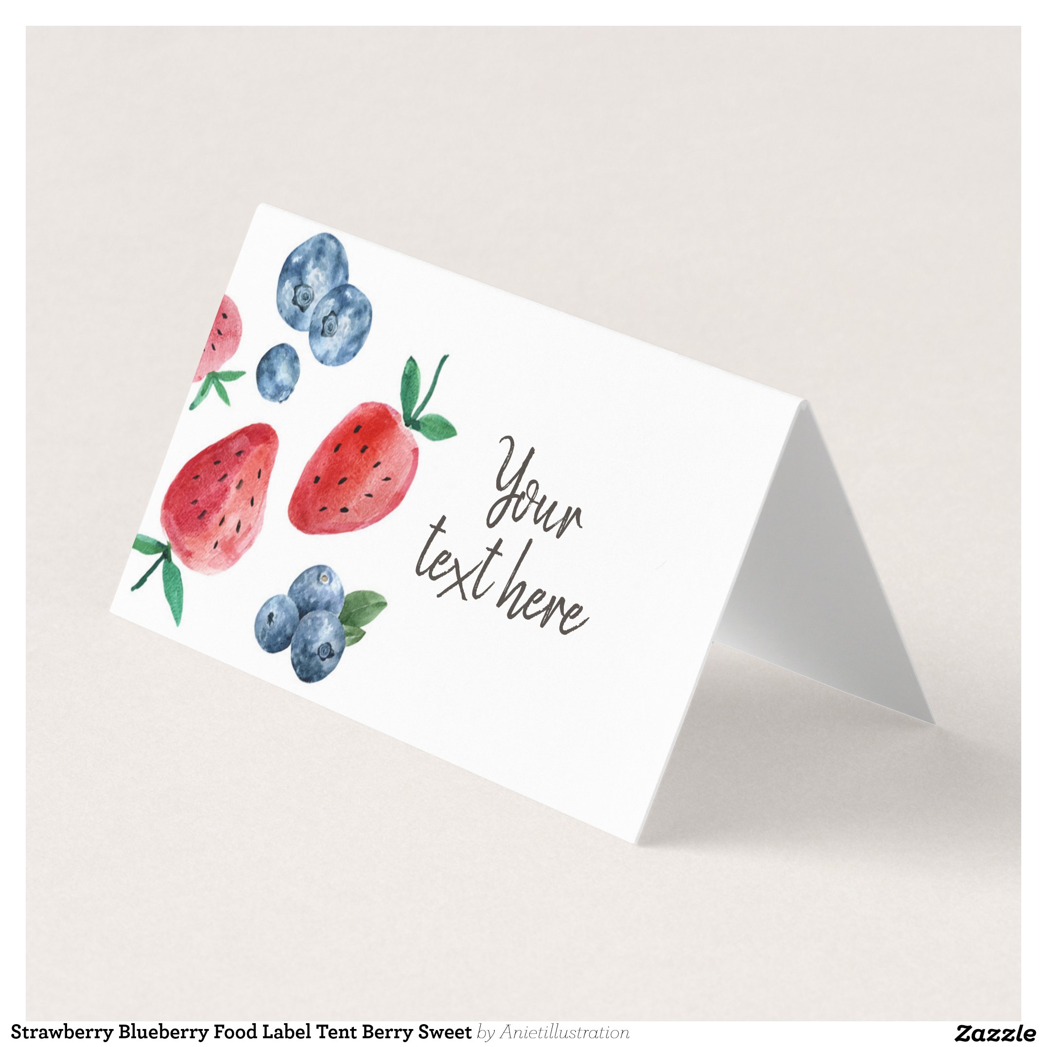 Strawberry Blueberry Food Label Tent Berry Sweet Business Card