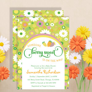 Strawberry Botanical Baby Shower Invitation