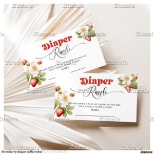 Strawberry diaper raffle ticket enclosure card