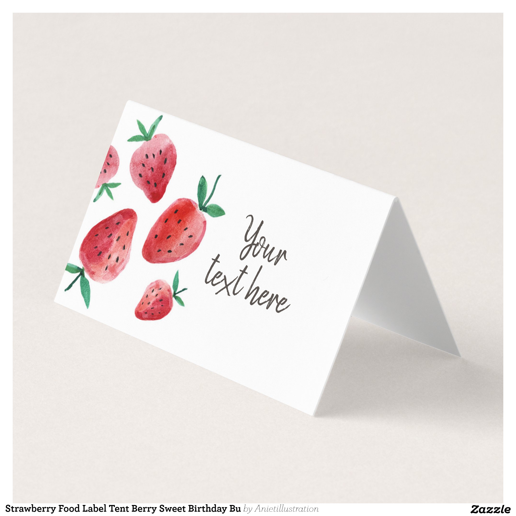 Strawberry Food Label Tent Berry Sweet Birthday Bu Business Card
