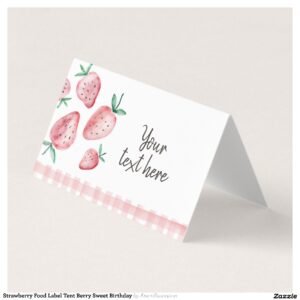 Strawberry Food Label Tent Berry Sweet Birthday Business Card