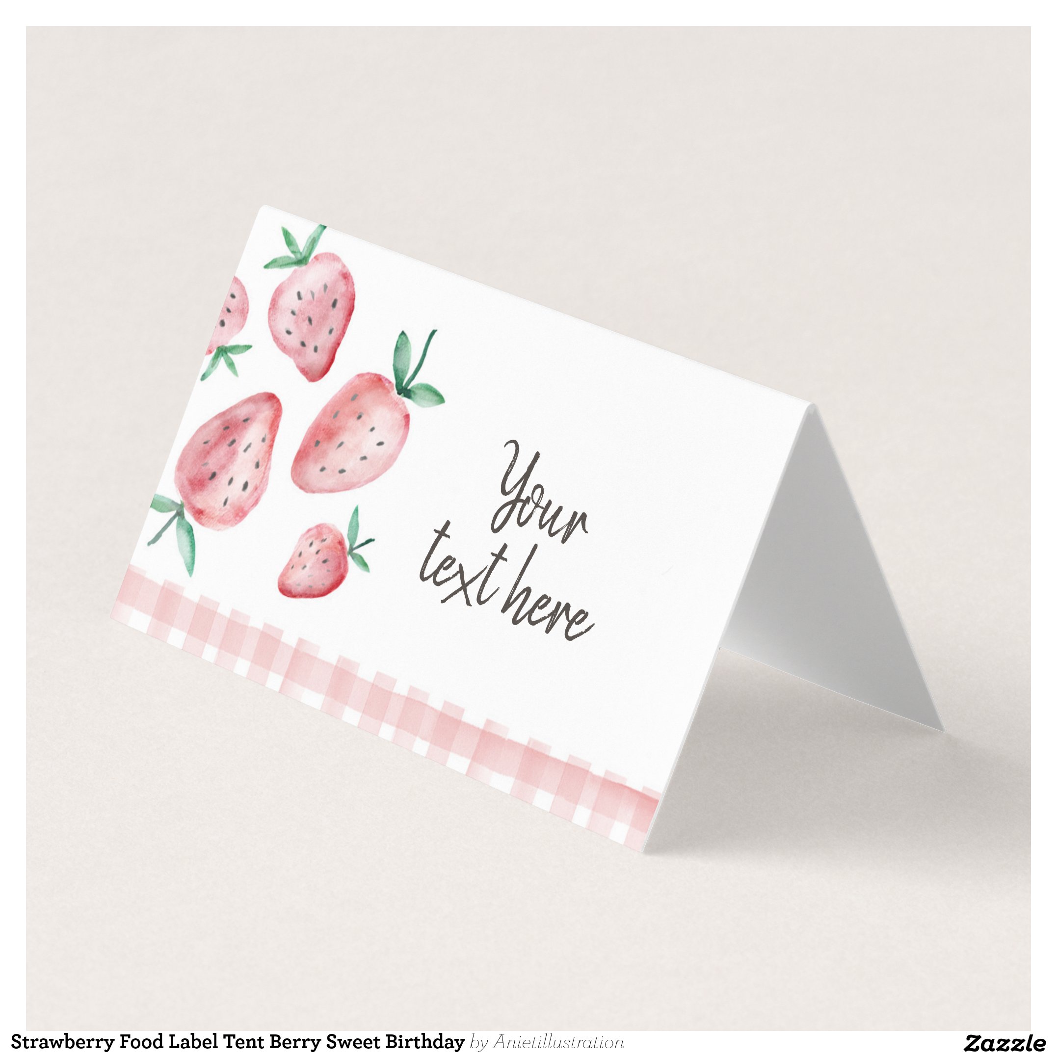 Strawberry Food Label Tent Berry Sweet Birthday Business Card