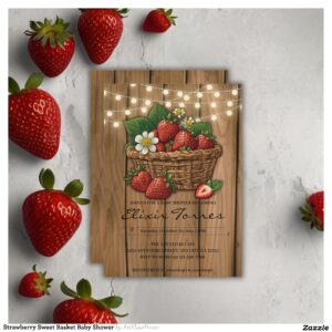 Strawberry Sweet Basket Baby Shower Invitation