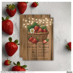 Strawberry Sweet Basket Baby Shower Invitation