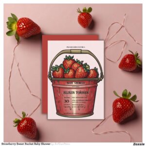 Strawberry Sweet Bucket Baby Shower Invitation