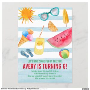 Summer Fun in the Sun Birthday Party Invitation