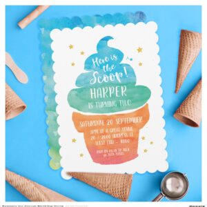 Summer Ice Cream Birthday Party Invitation