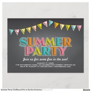 Summer Party Chalkboard Fun in the Sun Invitation