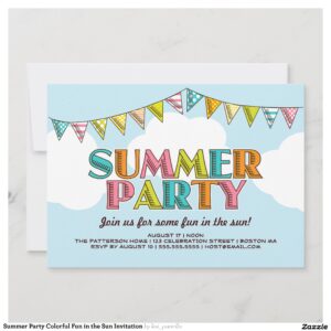 Summer Party Colorful Fun in the Sun Invitation