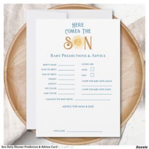 Sun Baby Shower Prediction & Advice Card