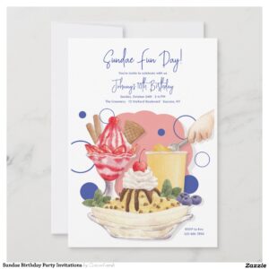Sundae Birthday Party Invitations
