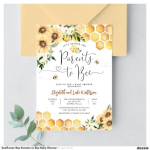 Sunflower Bee Parents to Bee Baby Shower Invitation