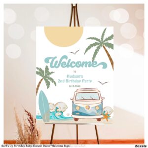 Surf's Up Birthday Baby Shower Decor Welcome Sign