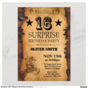 Surprise 16th Western Birthday Invitation