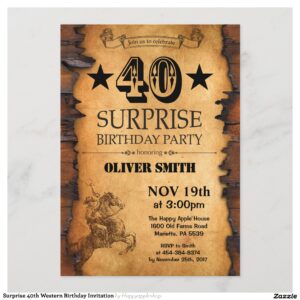 Surprise 40th Western Birthday Invitation