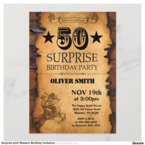 Surprise 50th Western Birthday Invitation