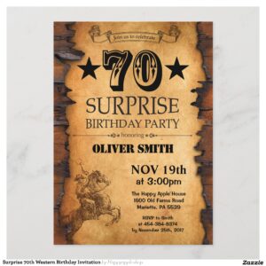 Surprise 70th Western Birthday Invitation