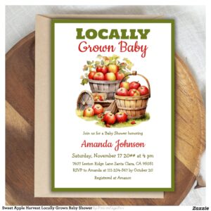 Sweet Apple Harvest Locally Grown Baby Shower Invitation