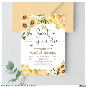 Sweet As Can Bee Gender Neutral Baby Shower Invitation