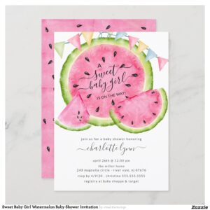 Sweet Baby Girl Watermelon Baby Shower Invitation