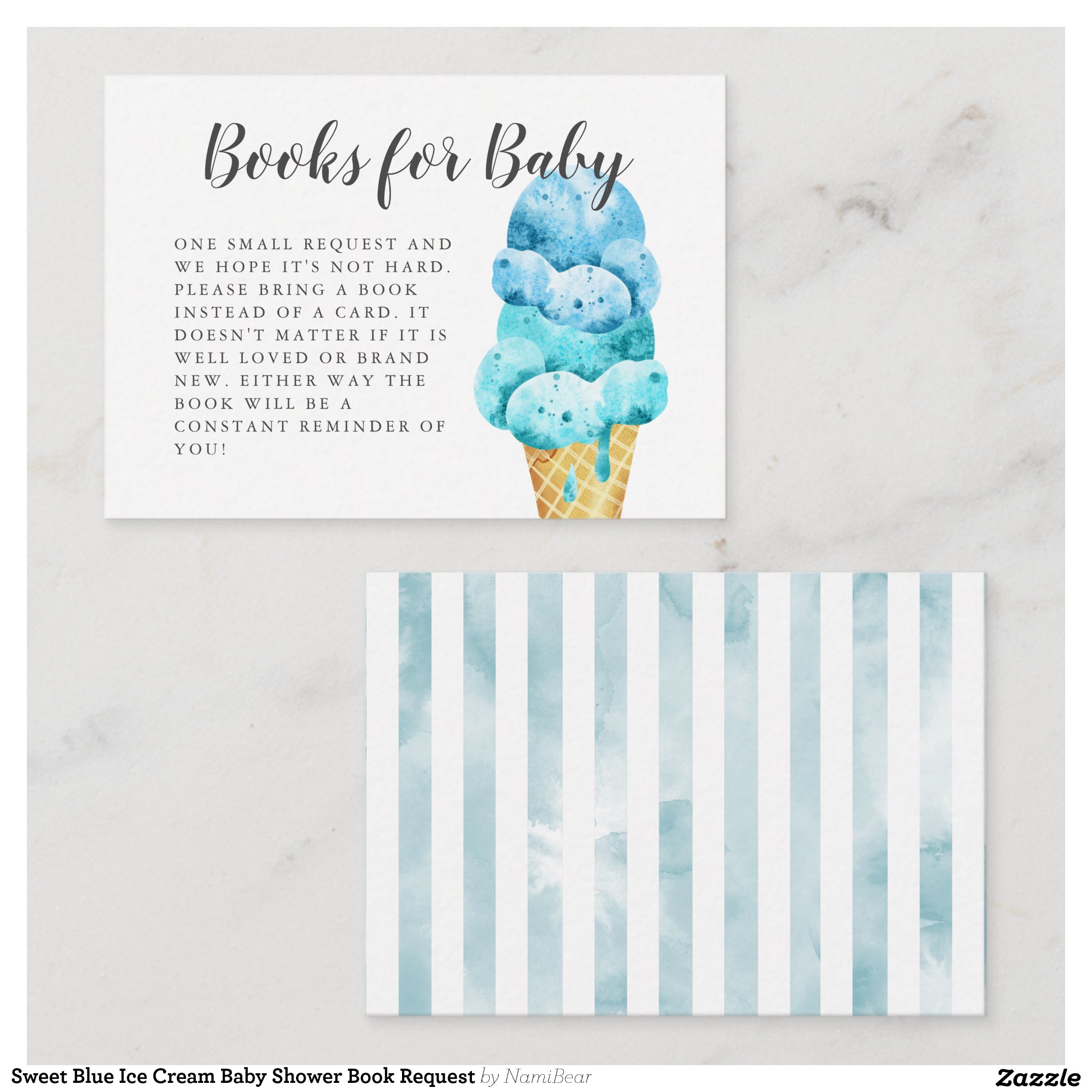 Sweet Blue Ice Cream Baby Shower Book Request Enclosure Card