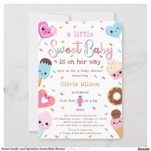 Sweet Candy Land Sprinkles Donut Baby Shower Invitation