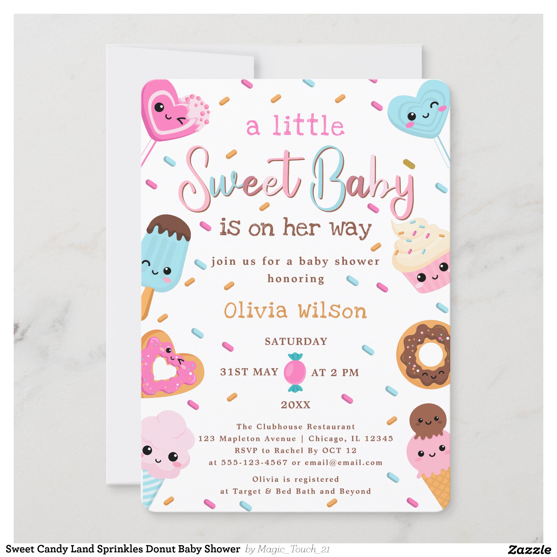 Sweet Candy Land Sprinkles Donut Baby Shower Invitation