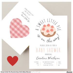 Sweet Little Pie Handwritten Girls Baby Shower Invitation
