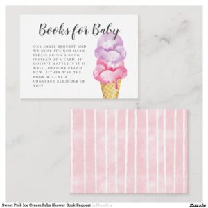 Sweet Pink Ice Cream Baby Shower Book Request Enclosure Card