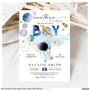 The Countdown Has Begun Outer Space Baby Shower Invitation