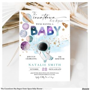 The Countdown Has Begun Outer Space Baby Shower Invitation