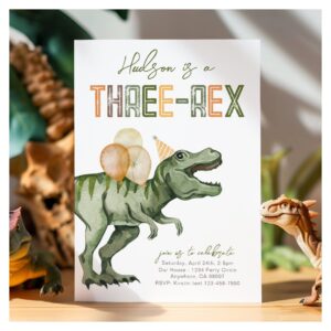 Three-Rex Dinosaur Birthday Invitation