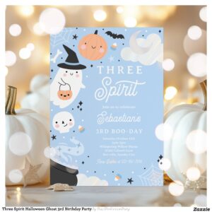 Three Spirit Halloween Ghost 3rd Birthday Party Invitation